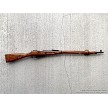 Left profile view of a Russian Mosin-Nagant M91/30 Tula bolt-action rifle with full-length wood stock 
