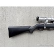 Savage 93R17 stainless bolt action rifle with black synthetic stock and Nikon Pro Staff 3-9x40 scope 