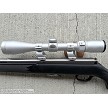 Savage 93R17 stainless bolt action rifle with black synthetic stock and Nikon Pro Staff 3-9x40 scope 