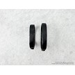 Side view of the  military surplus Mosin Nagant front and rear barrel band set with interlocking button design. 