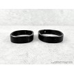 Top view of the  military surplus Mosin Nagant front and rear barrel band set with interlocking button design. 