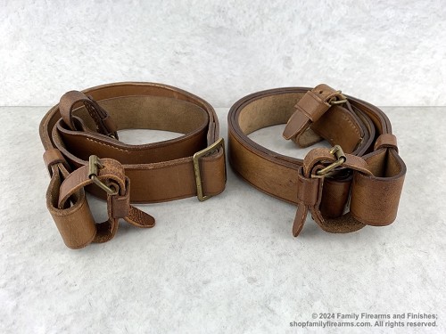 Authentic Russian Mosin-Nagant leather rifle sling with original dog collar attachment buckles.. 